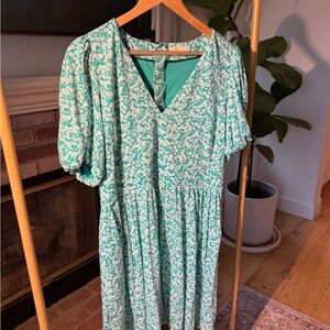 Boden Teal Floral Midi Dress